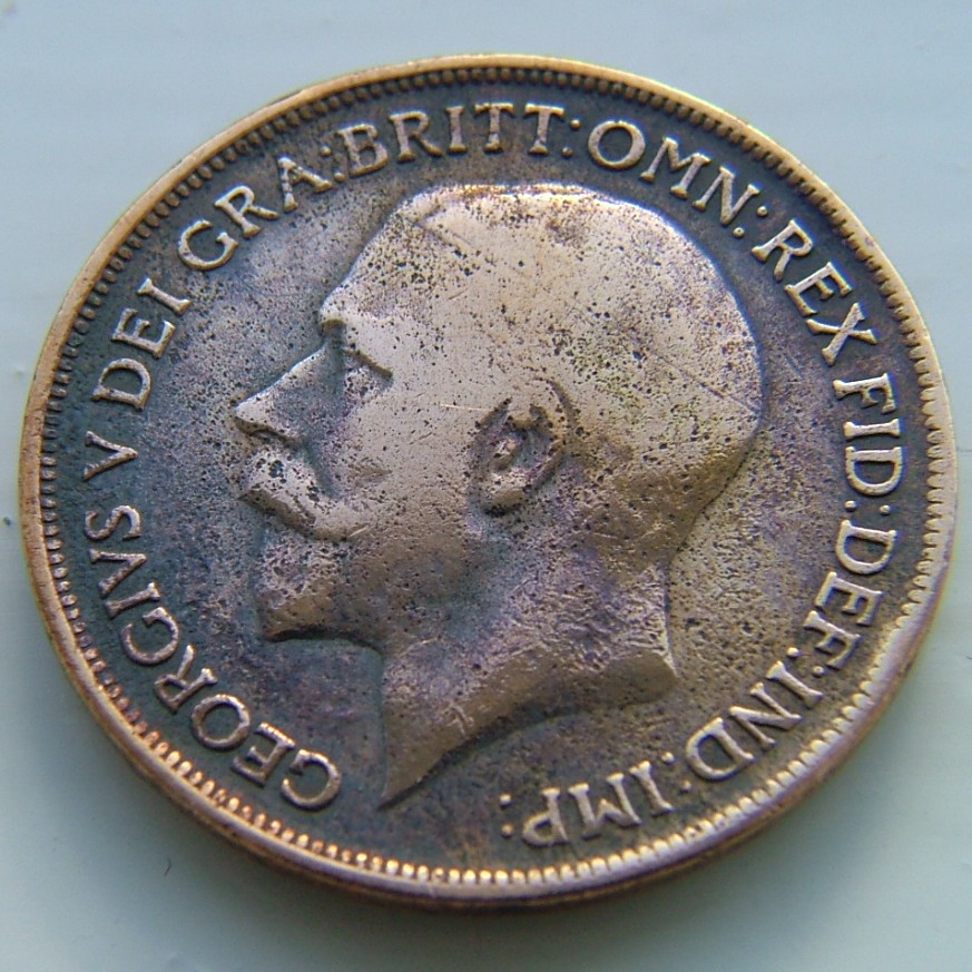 Front side of Great Britain 1 Penny 1916 coin