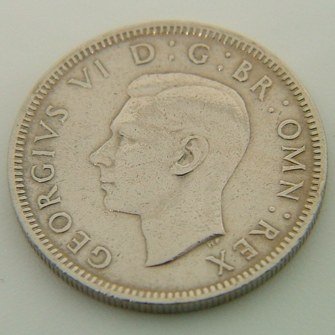 Front side of Great Britain 1 Shilling Eng 1948 coin